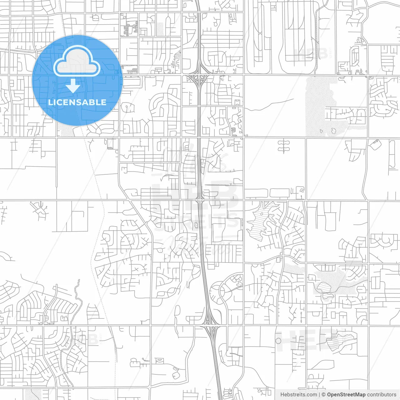 Southaven, Mississippi, United States of America, bright outlined vector map