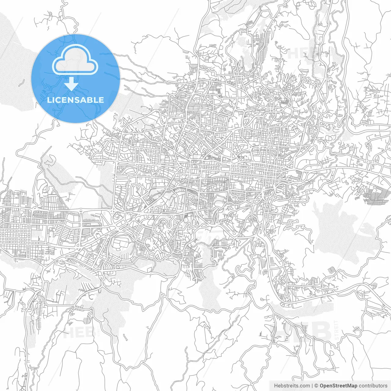 San Salvador, San Salvador, El Salvador, bright outlined vector map