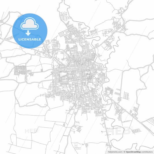 San Miguel, San Miguel, El Salvador, bright outlined vector map