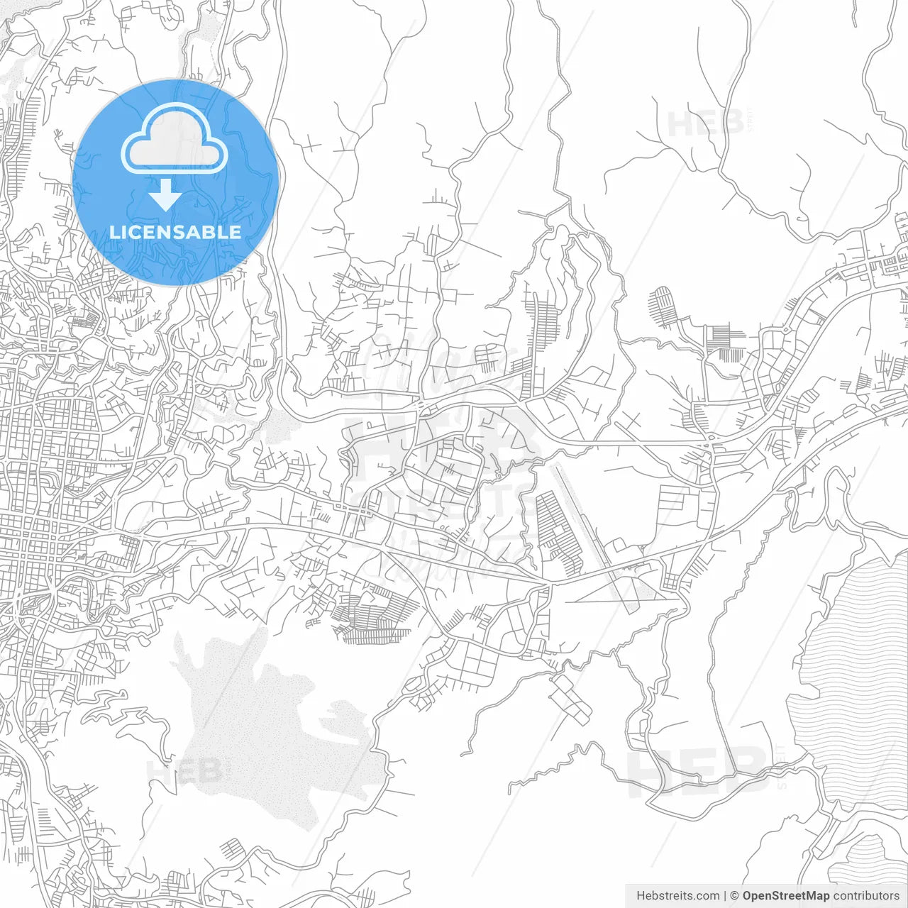 Soyapango, San Salvador, El Salvador, bright outlined vector map