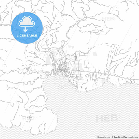 Jacmel, Sud-Est, Haiti, bright outlined vector map