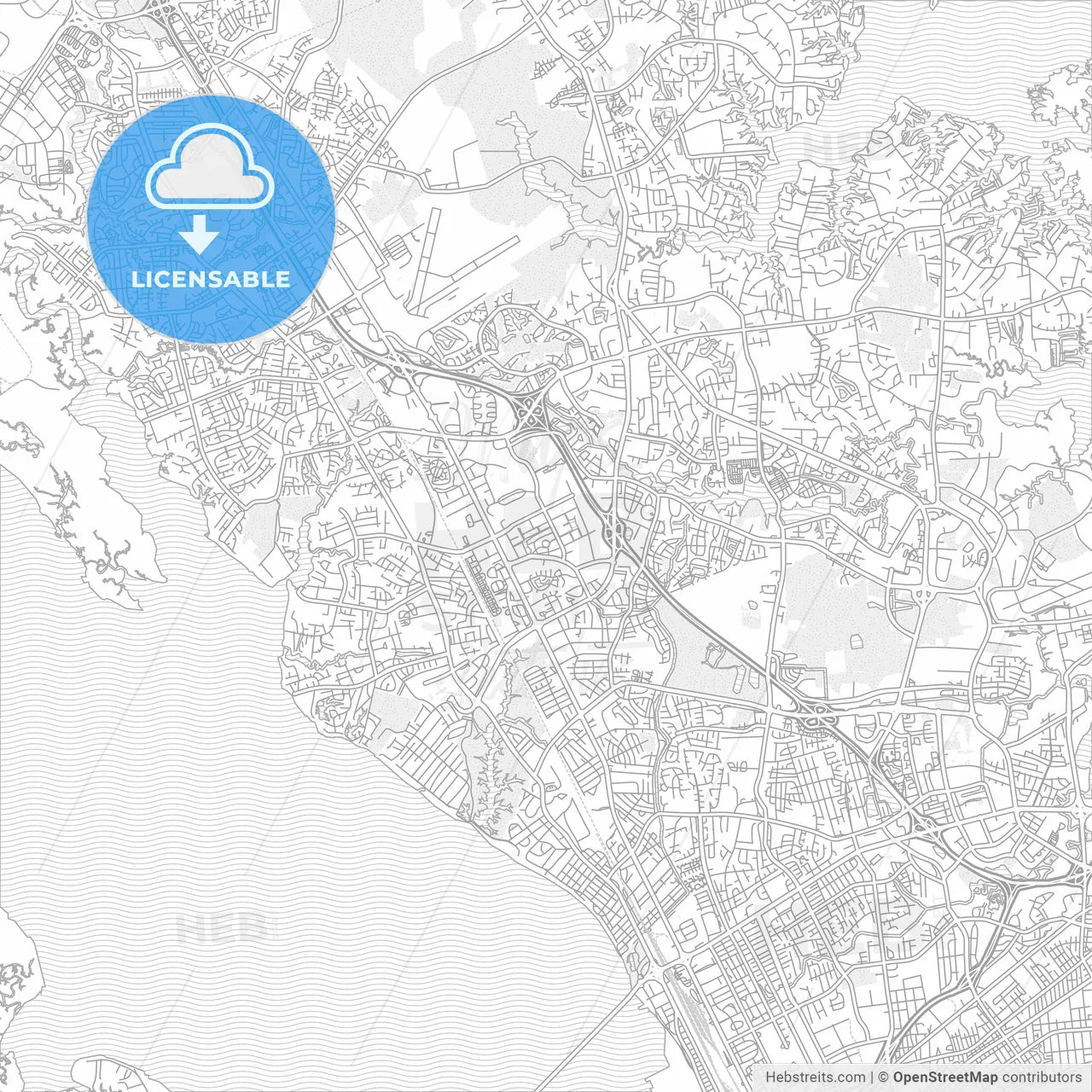 Newport News, Virginia, USA, bright outlined vector map