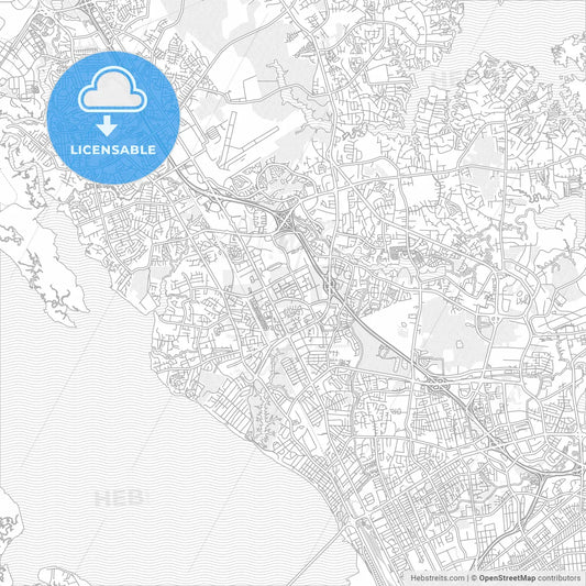 Newport News, Virginia, USA, bright outlined vector map