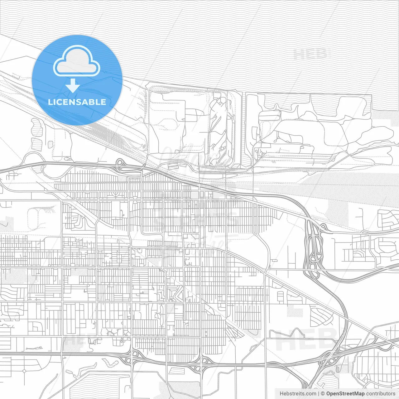 Gary, Indiana, USA, bright outlined vector map