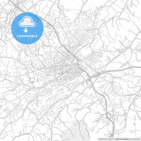 Johnson City, Tennessee, USA, bright outlined vector map