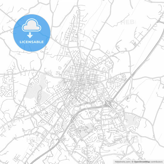 Harrisonburg, Virginia, United States of America, bright outlined vector map