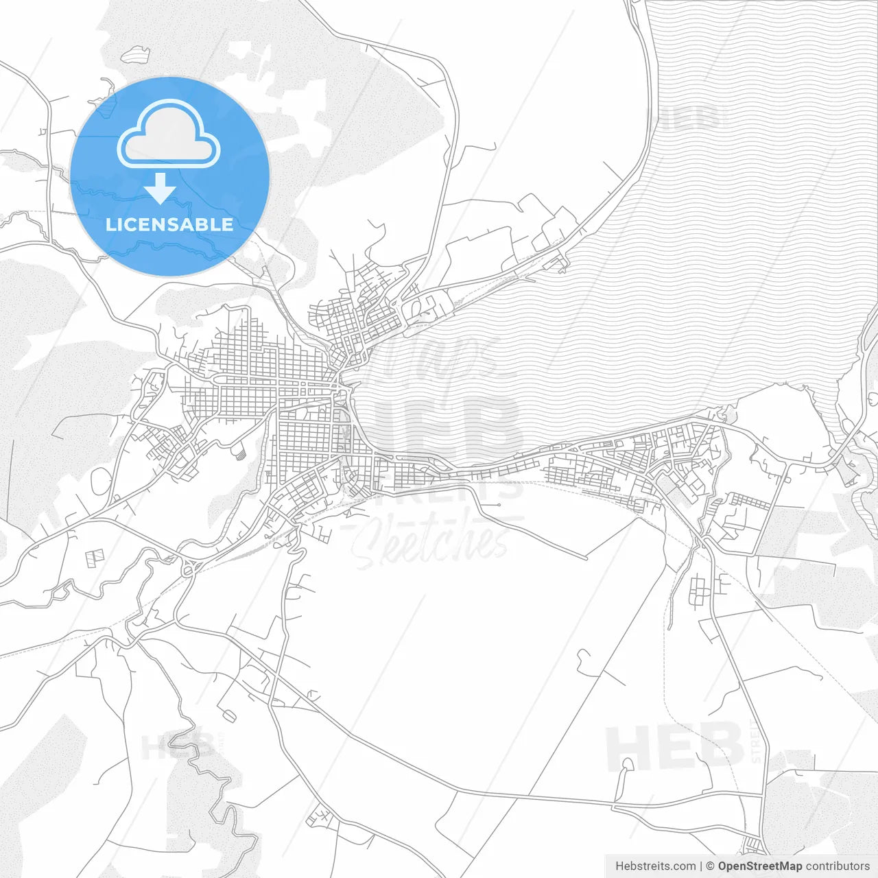 Matanzas, Matanzas, Cuba, bright outlined vector map