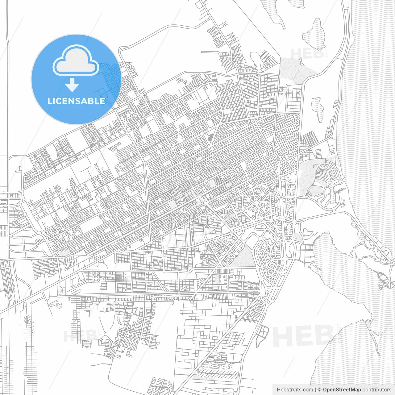 Cancún, Quintana Roo, Mexico, bright outlined vector map