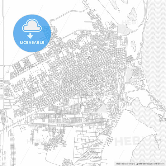Cancún, Quintana Roo, Mexico, bright outlined vector map