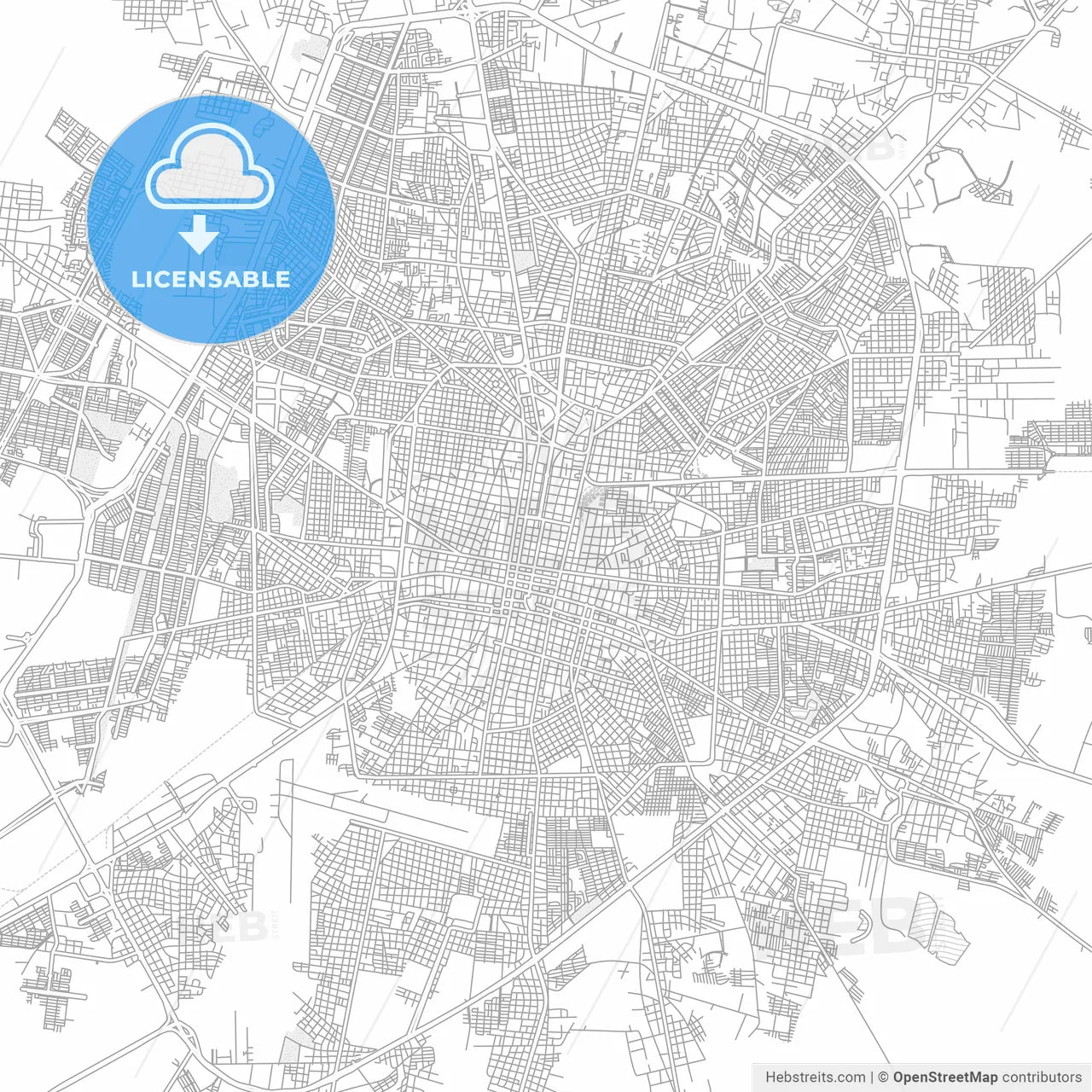 Mérida, Yucatán, Mexico, bright outlined vector map