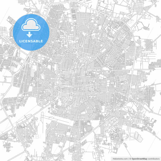 Mérida, Yucatán, Mexico, bright outlined vector map