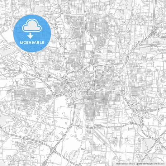 Columbus, Ohio, USA, bright outlined vector map