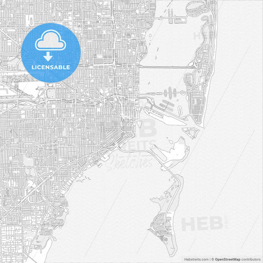 Miami, Florida, USA, bright outlined vector map