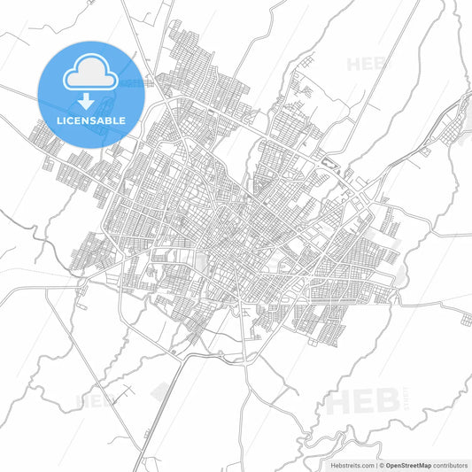 Colima, Colima, Mexico, bright outlined vector map