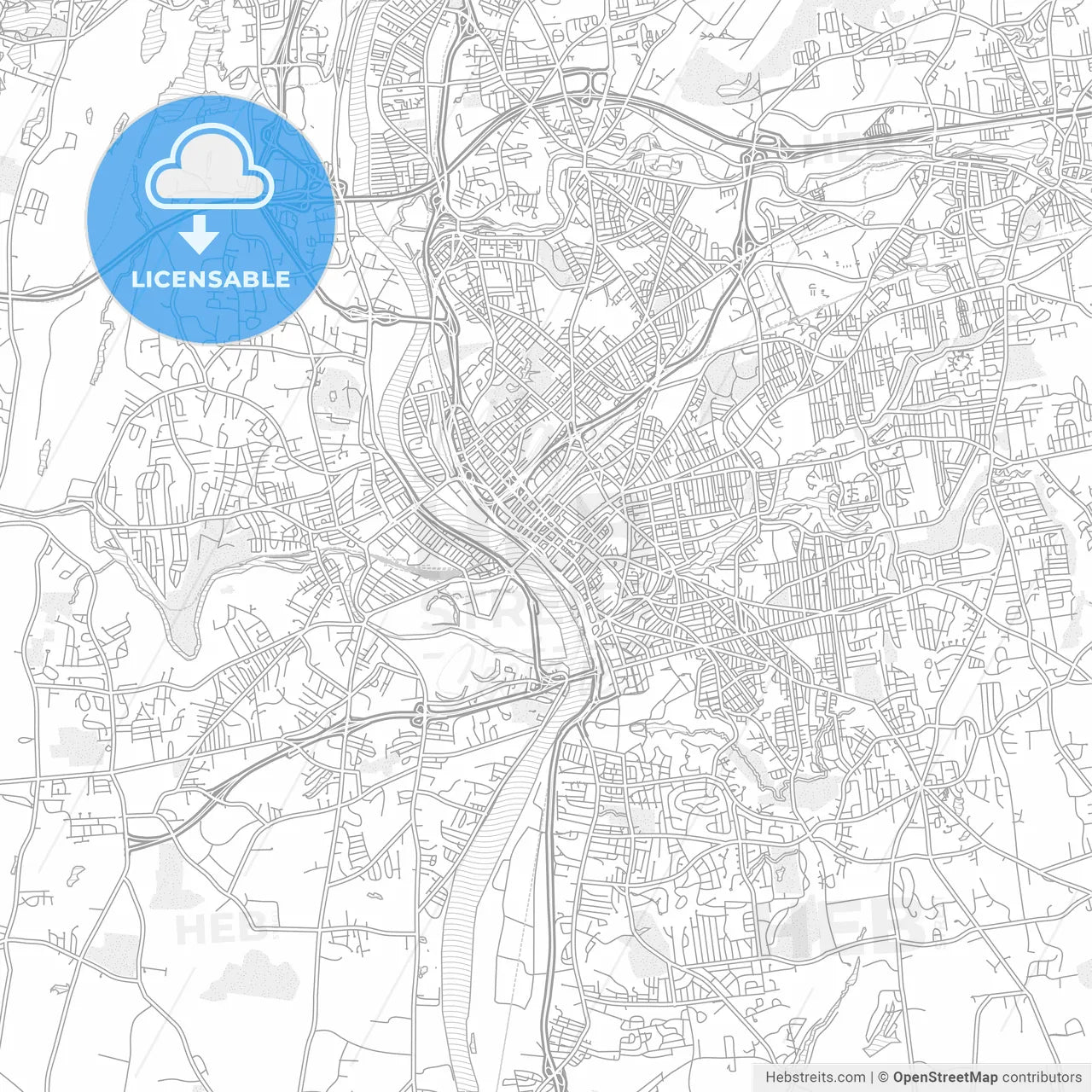 Springfield, Massachusetts, USA, bright outlined vector map