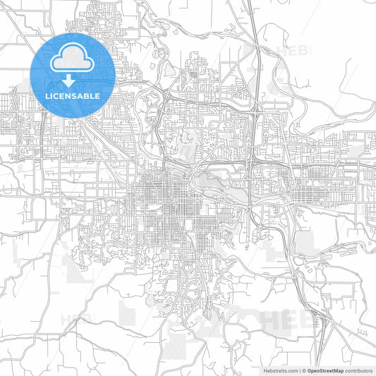 Eugene, Oregon, USA, bright outlined vector map