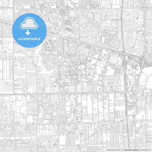 Davie, Florida, USA, bright outlined vector map