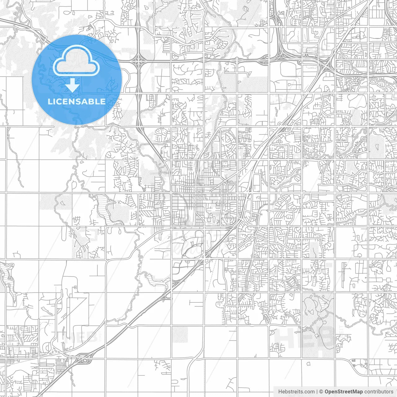 Olathe, Kansas, USA, bright outlined vector map