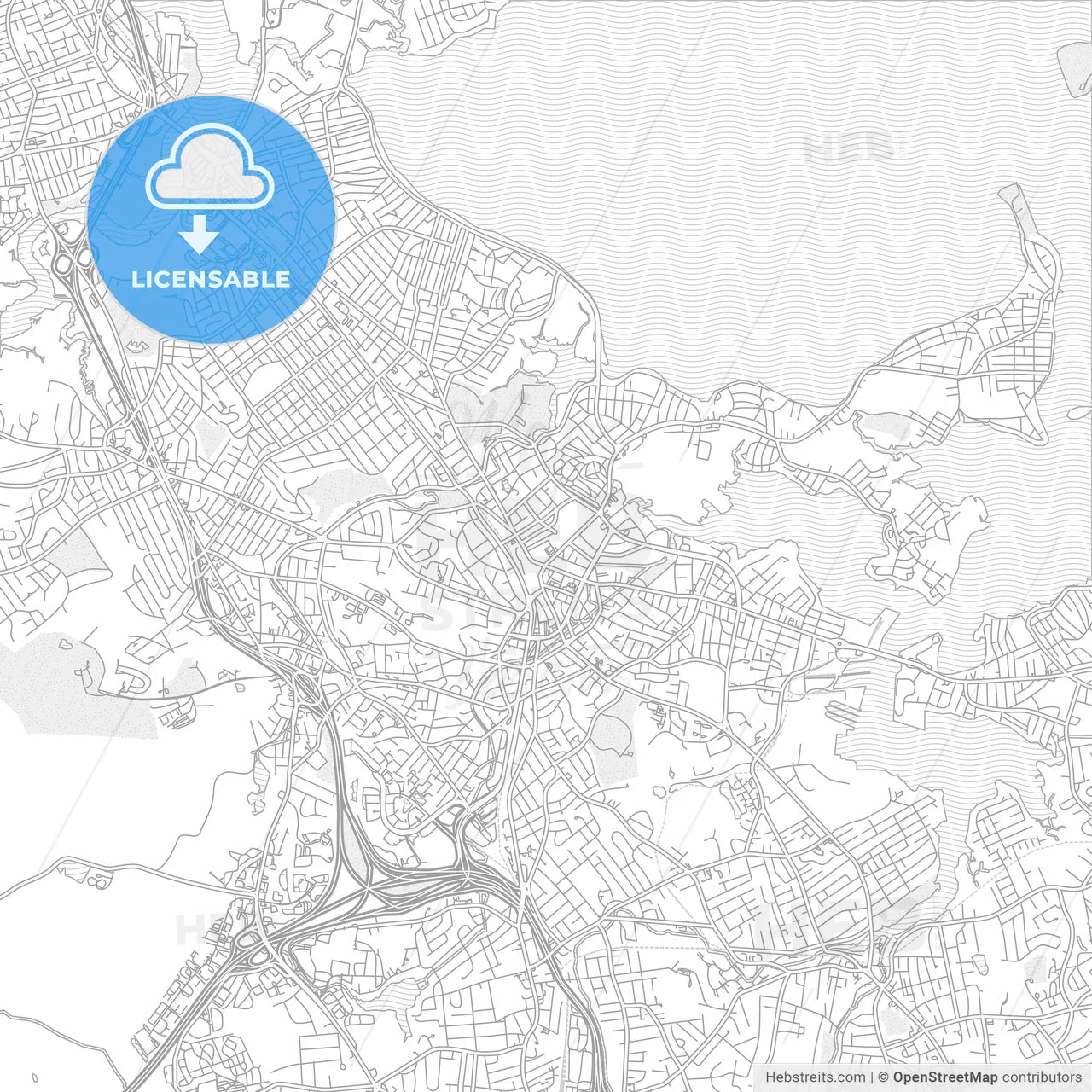 Quincy, Massachusetts, USA, bright outlined vector map