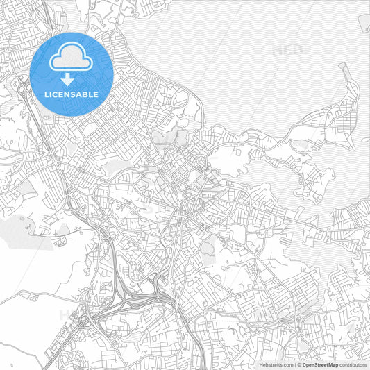 Quincy, Massachusetts, USA, bright outlined vector map