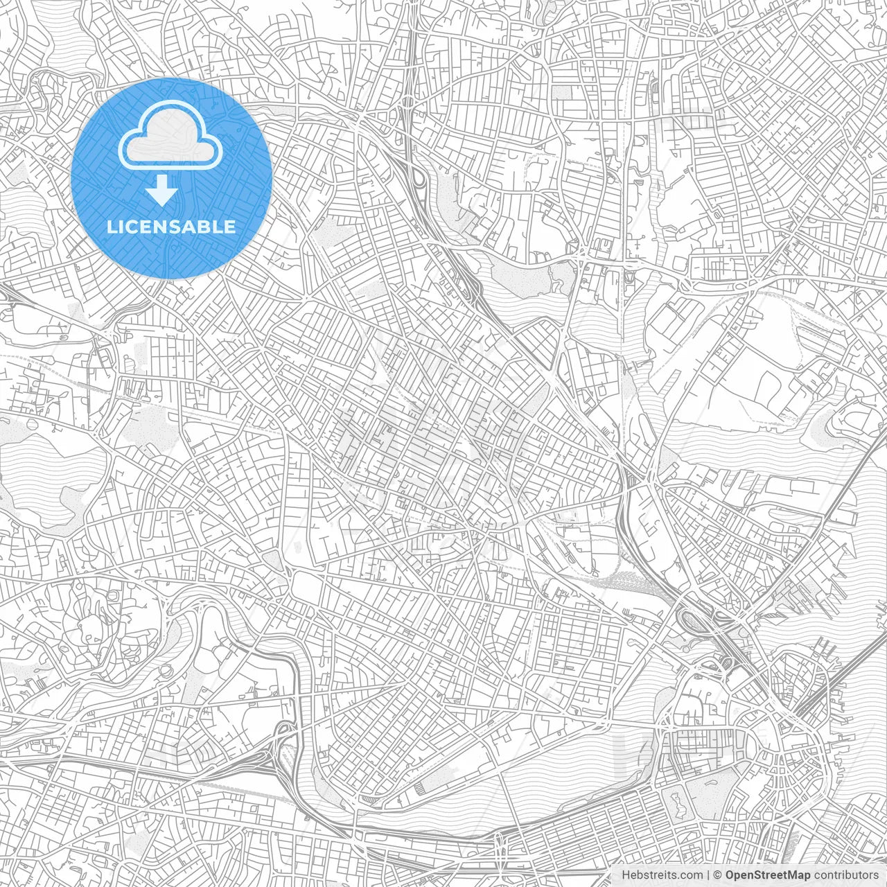 Somerville, Massachusetts, USA, bright outlined vector map