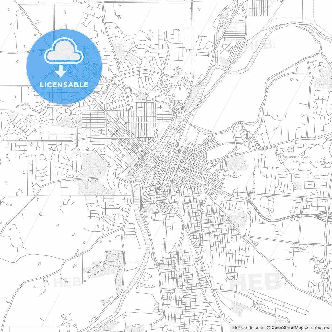 Hamilton, Ohio, USA, bright outlined vector map