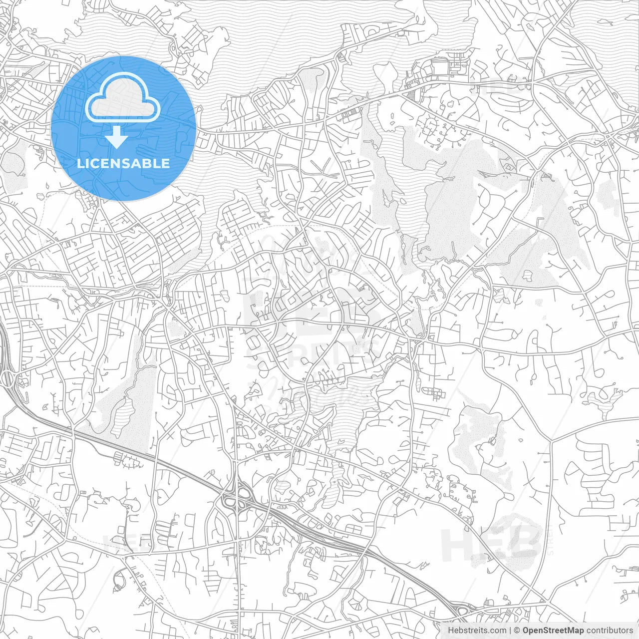 Weymouth Town, Massachusetts, USA, bright outlined vector map