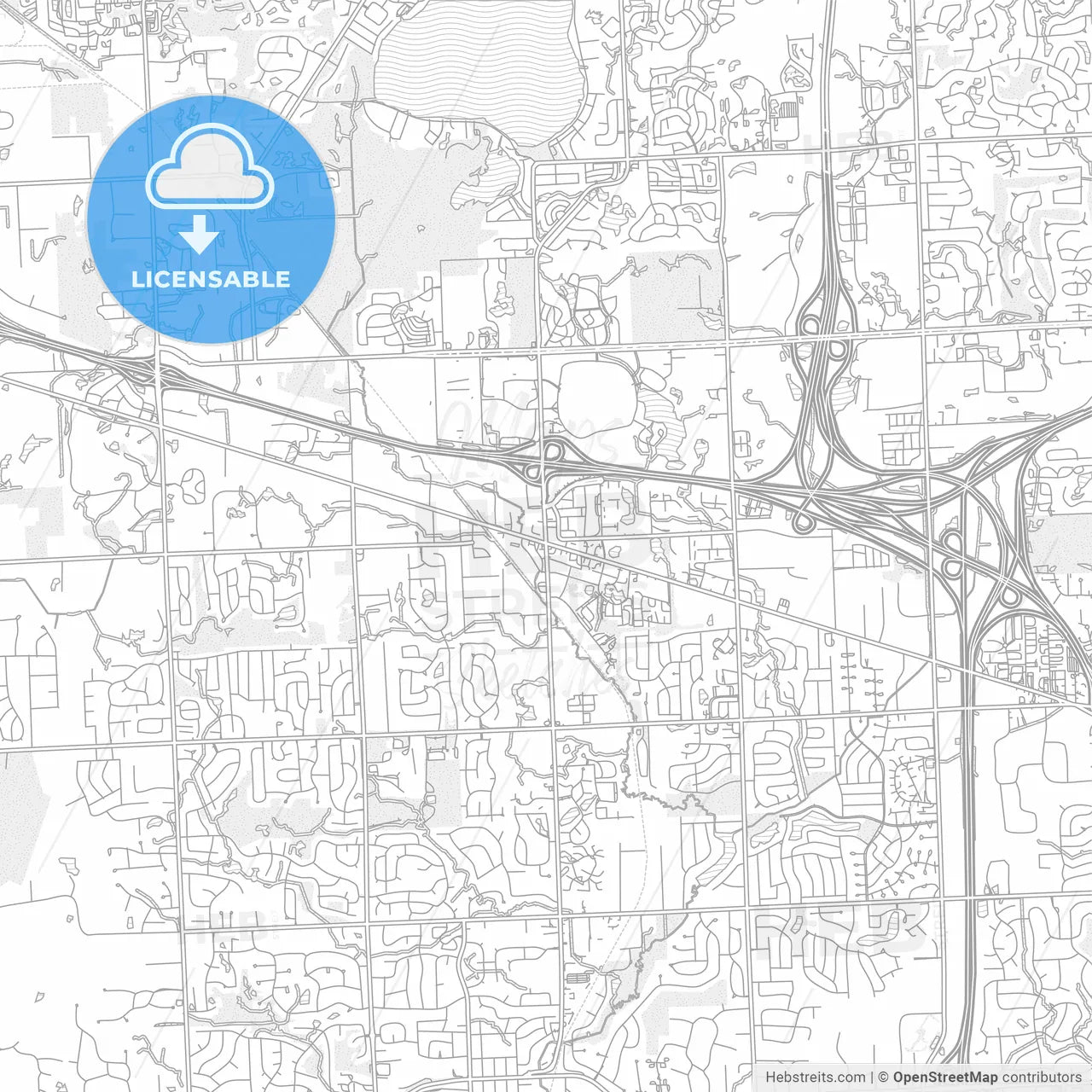 Novi, Michigan, USA, bright outlined vector map