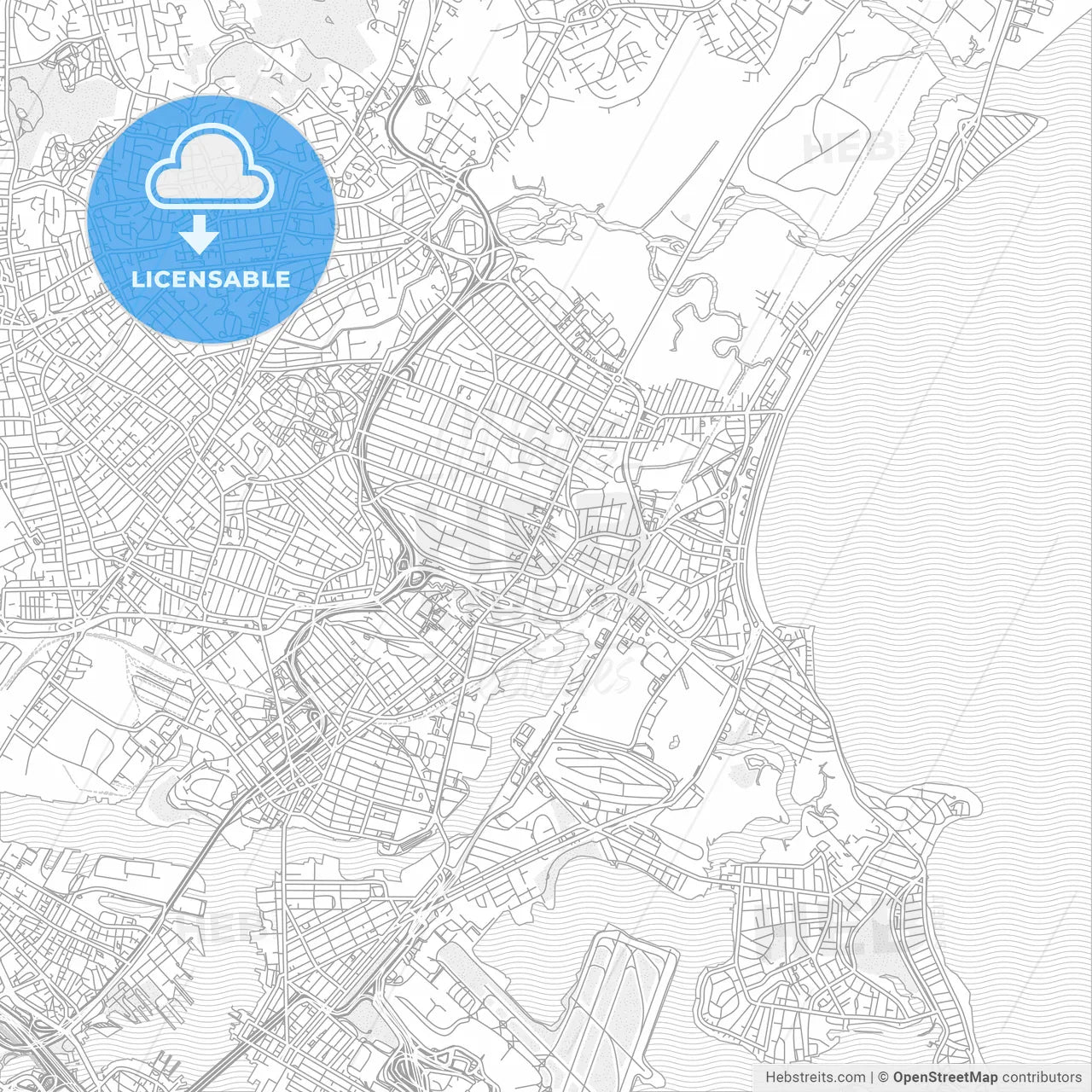 Revere, Massachusetts, United States of America, bright outlined vector map