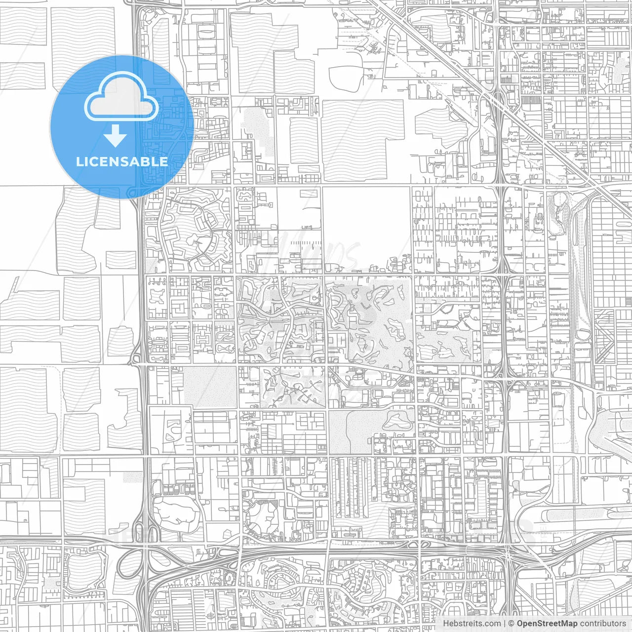 Doral, Florida, USA, bright outlined vector map