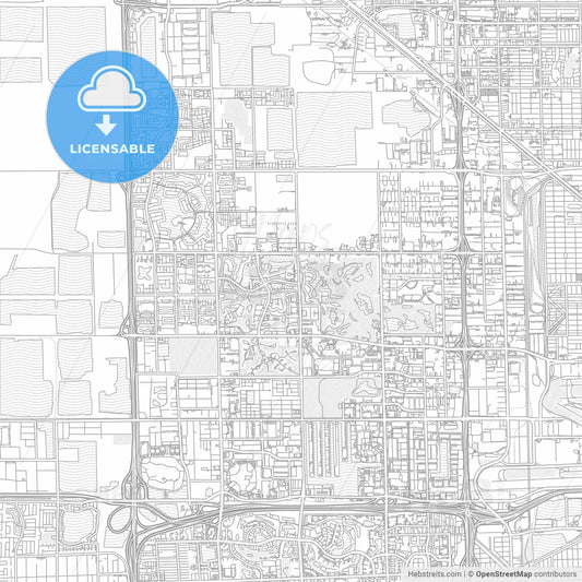 Doral, Florida, USA, bright outlined vector map