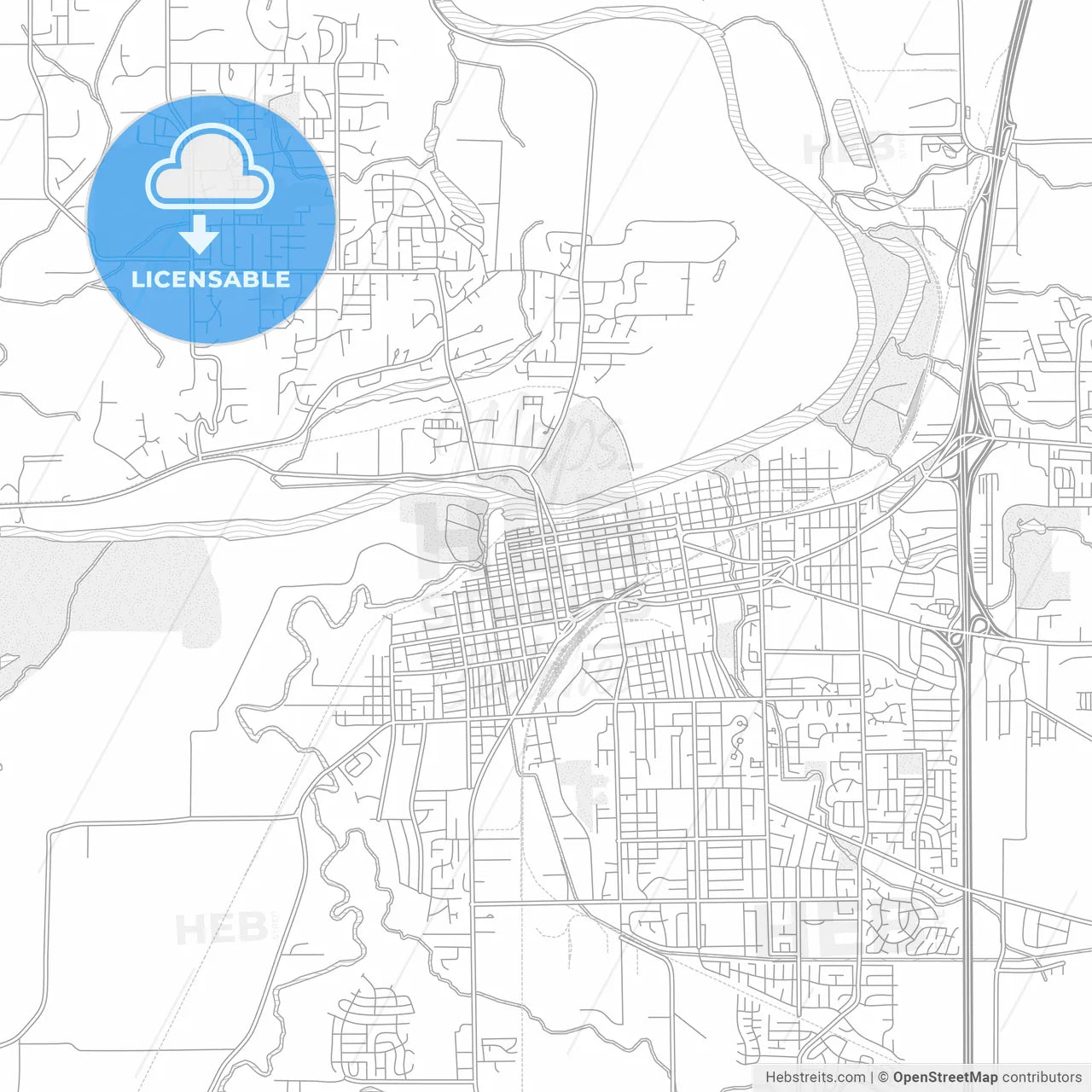 Albany, Oregon, United States of America, bright outlined vector map