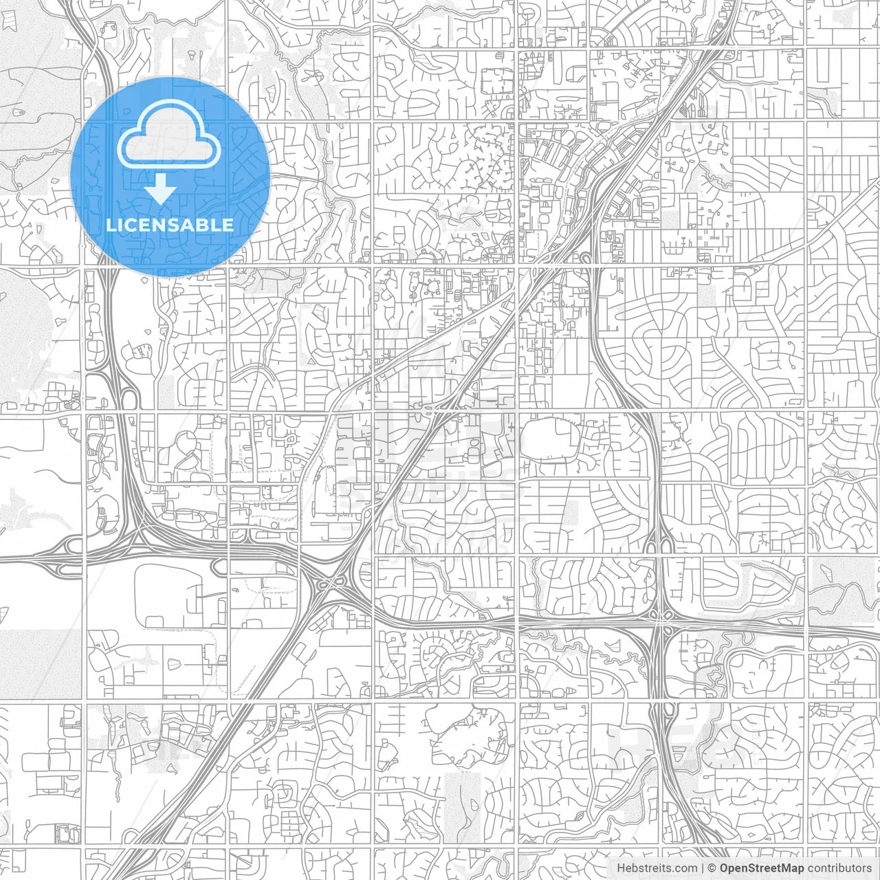 Lenexa, Kansas, United States of America, bright outlined vector map