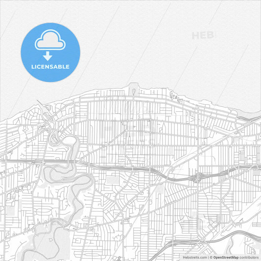 Lakewood, Ohio, United States of America, bright outlined vector map