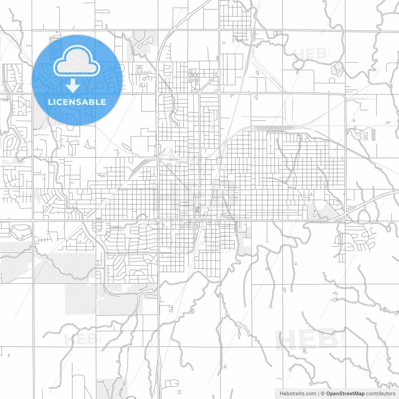 Enid, Oklahoma, United States of America, bright outlined vector map