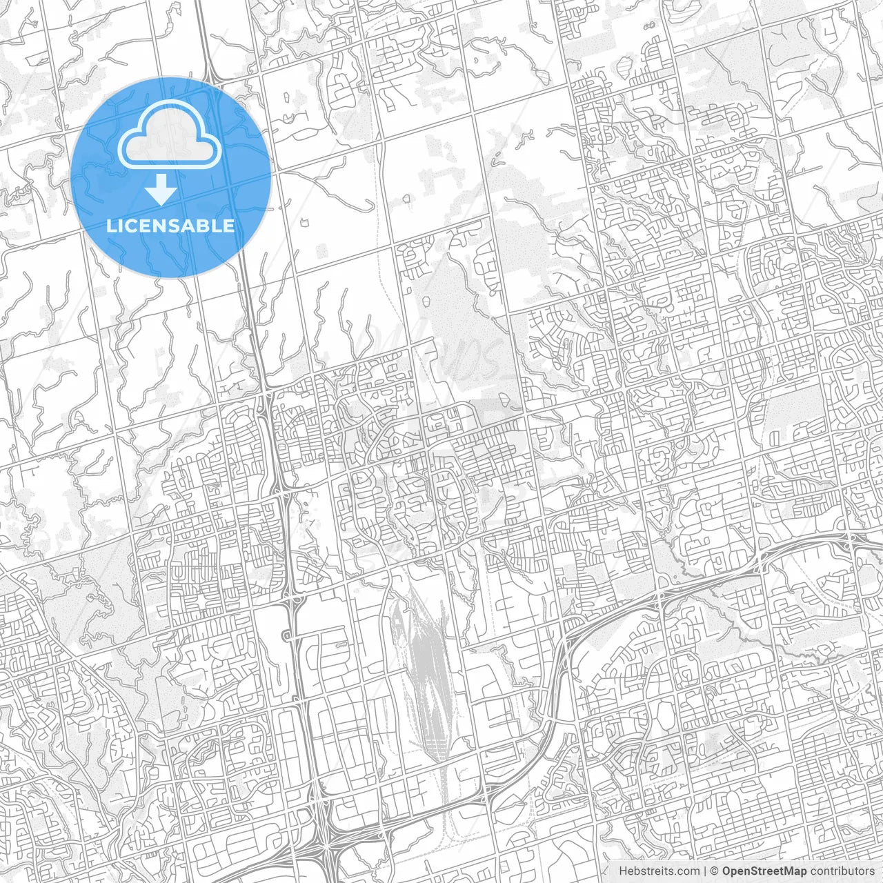 Vaughan, Ontario, Canada, bright outlined vector map