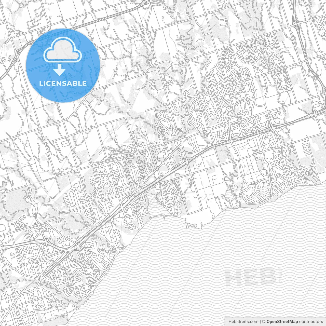 Pickering, Ontario, Canada, bright outlined vector map