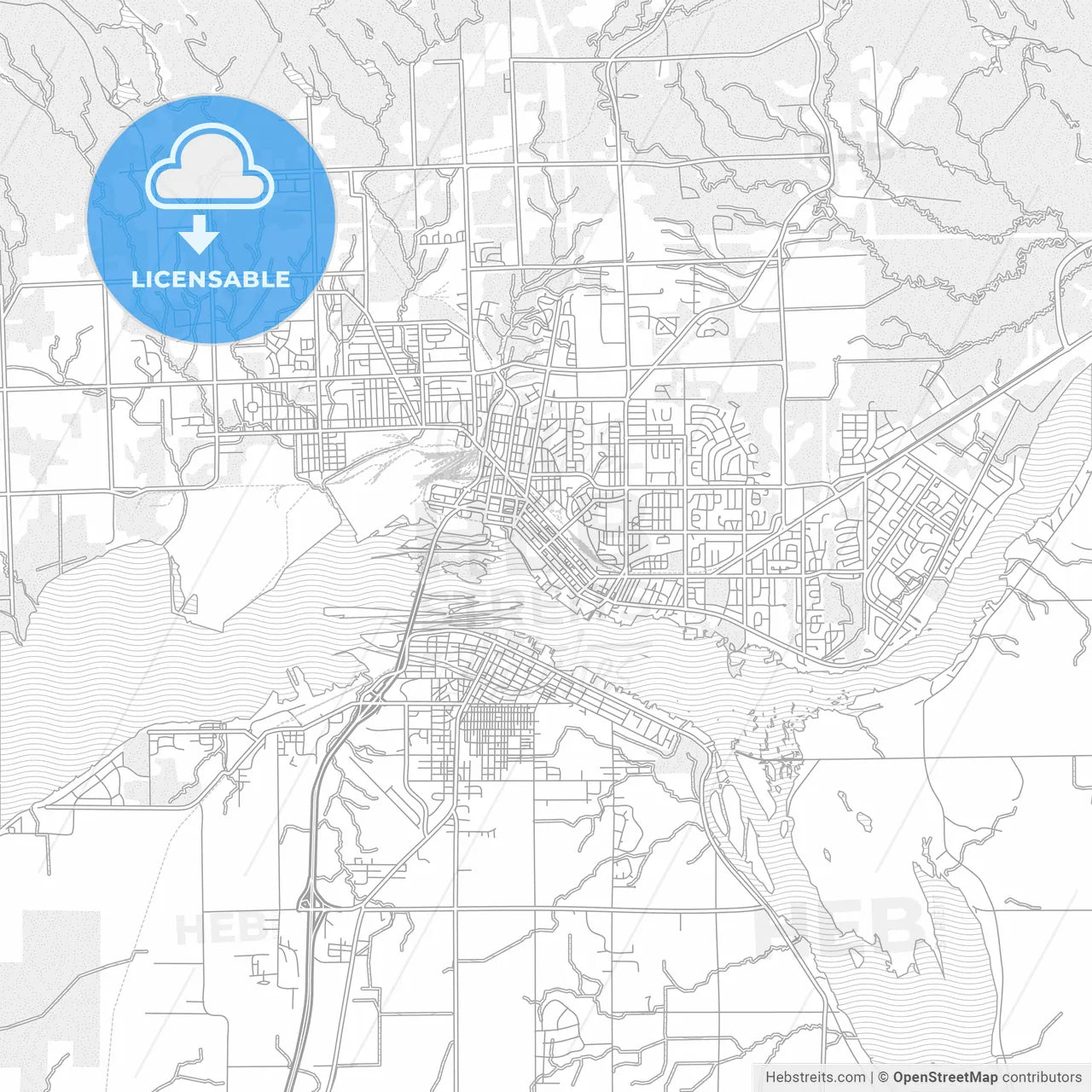 Sault Ste. Marie, Ontario, Canada, bright outlined vector map