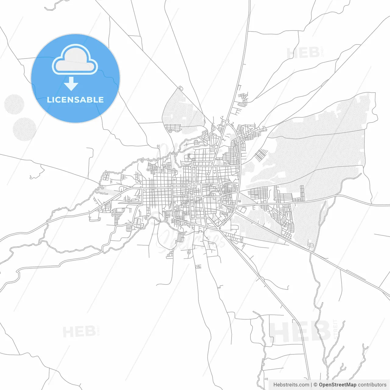 León, León, Nicaragua, bright outlined vector map