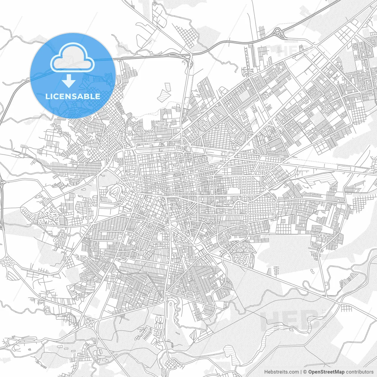 Durango, Durango, Mexico, bright outlined vector map