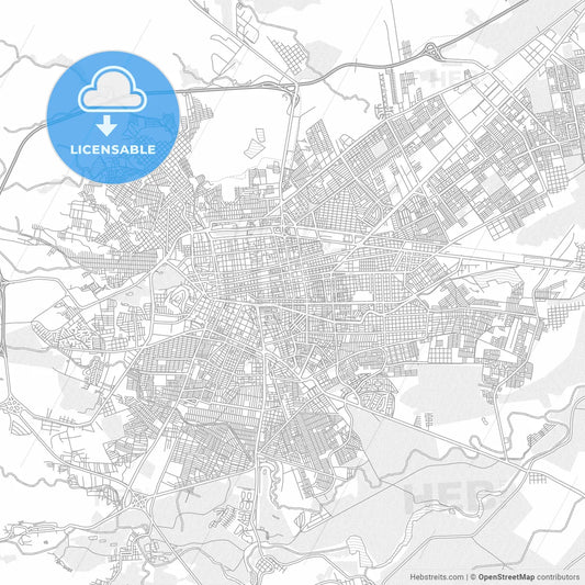 Durango, Durango, Mexico, bright outlined vector map