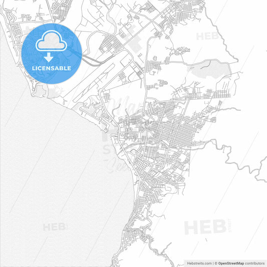 Puerto Vallarta, Jalisco, Mexico, bright outlined vector map