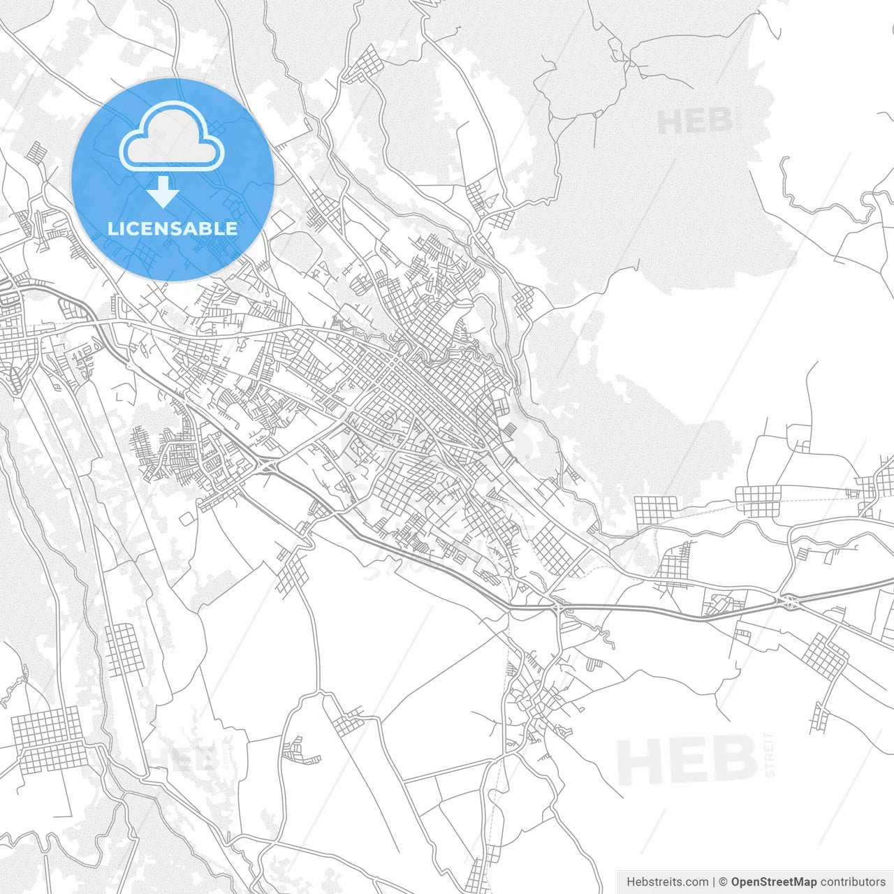 Córdoba, Veracruz, Mexico, bright outlined vector map