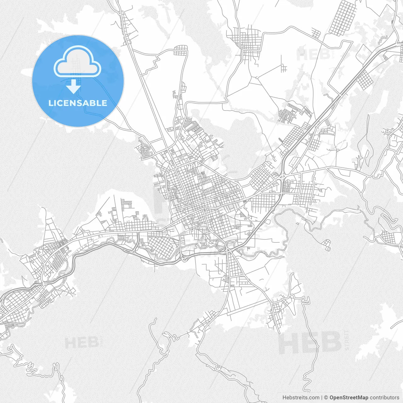 Orizaba, Veracruz, Mexico, bright outlined vector map