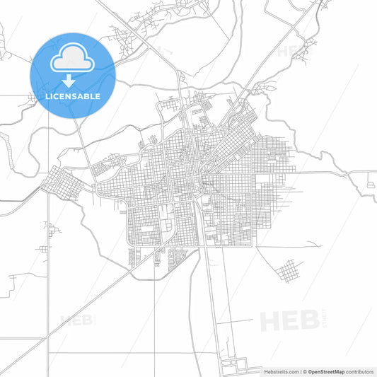 Navojoa, Sonora, Mexico, bright outlined vector map