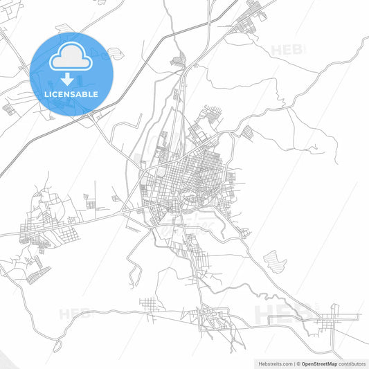 Tulancingo, Hidalgo, Mexico, bright outlined vector map