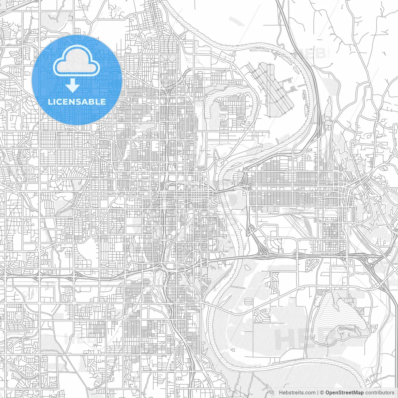 Omaha, Nebraska, USA, bright outlined vector map