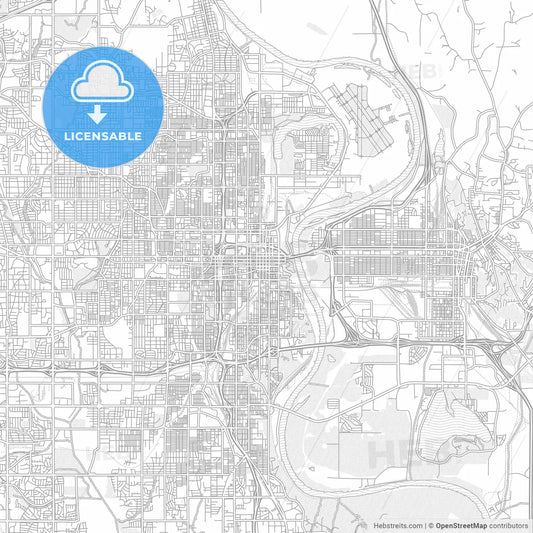 Omaha, Nebraska, USA, bright outlined vector map