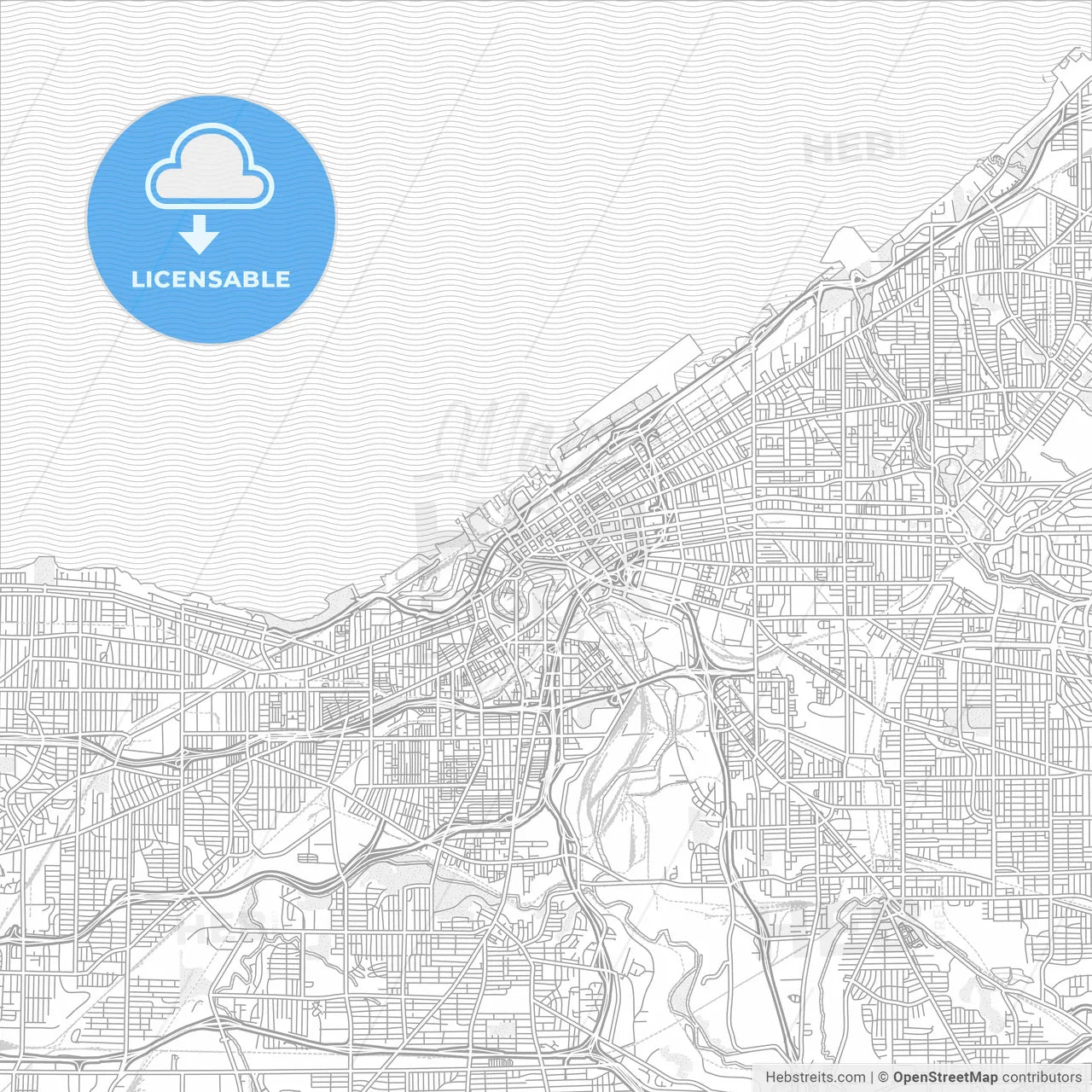 Cleveland, Ohio, USA, bright outlined vector map