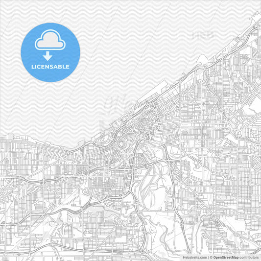 Cleveland, Ohio, USA, bright outlined vector map
